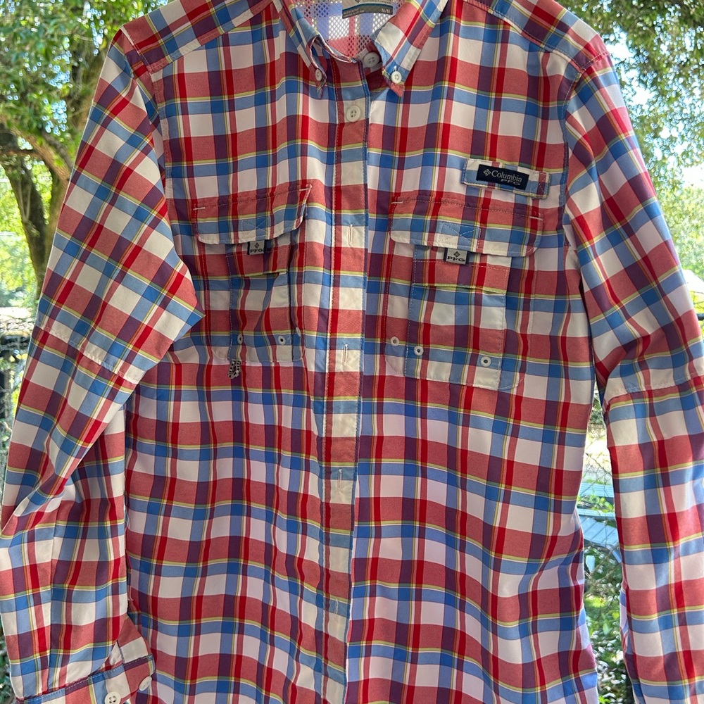 Columbia Red and Blue super Bahama ladies Shirt